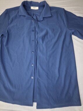 Cove L Dusty Blue Ribbed SS Camp Shirt